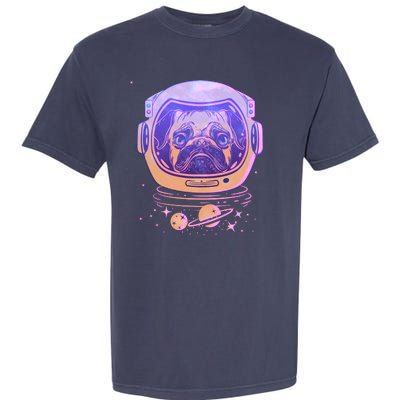 Trippy Space Colors Astronaut Pug Dog Garment-Dyed Heavyweight T-Shirt