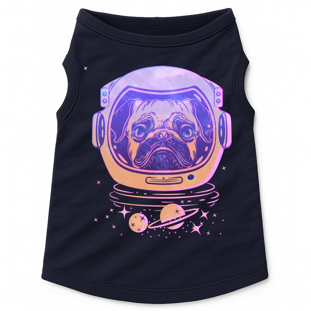 Trippy Space Colors Astronaut Pug Dog Doggie Tank