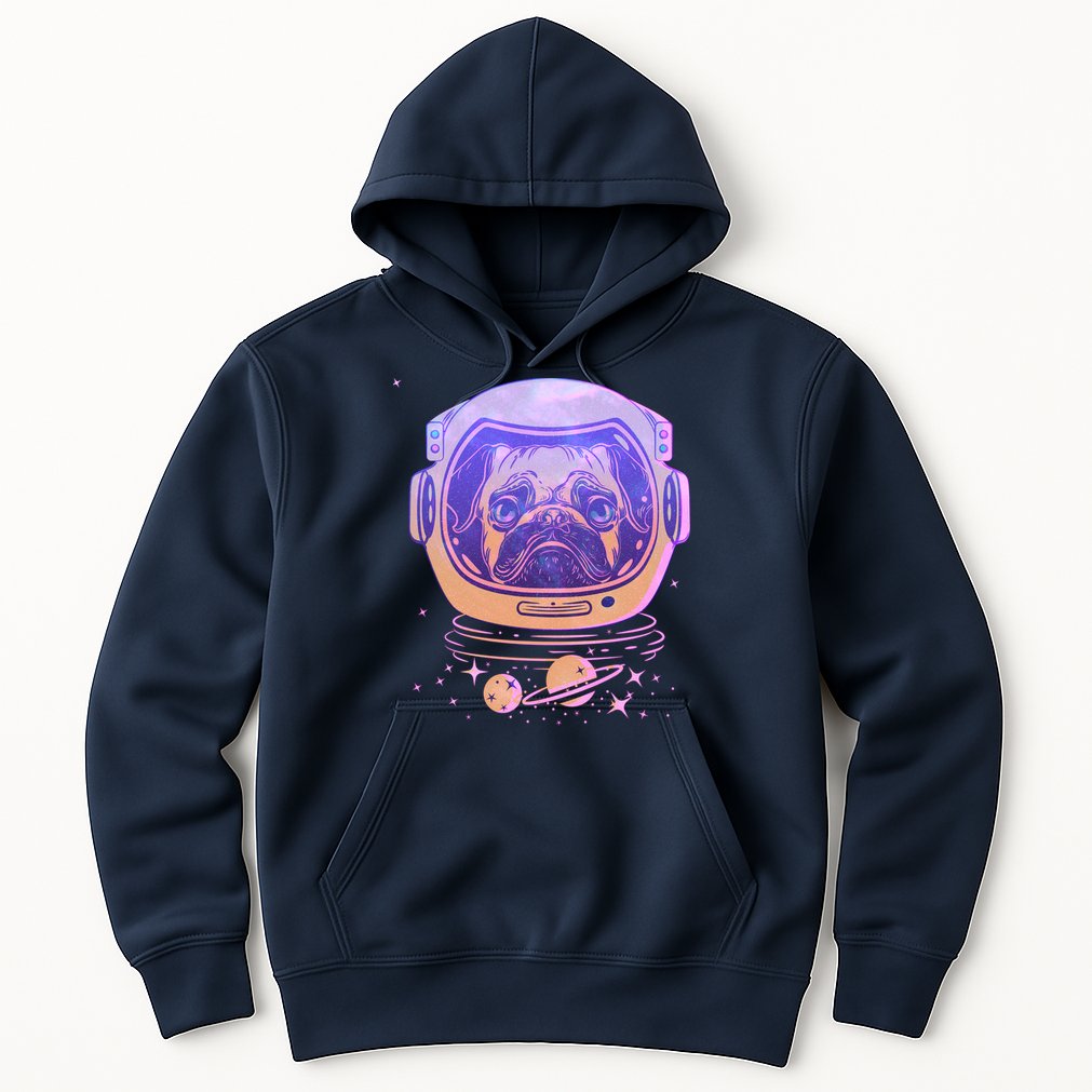 Trippy Space Colors Astronaut Pug Dog Hoodie