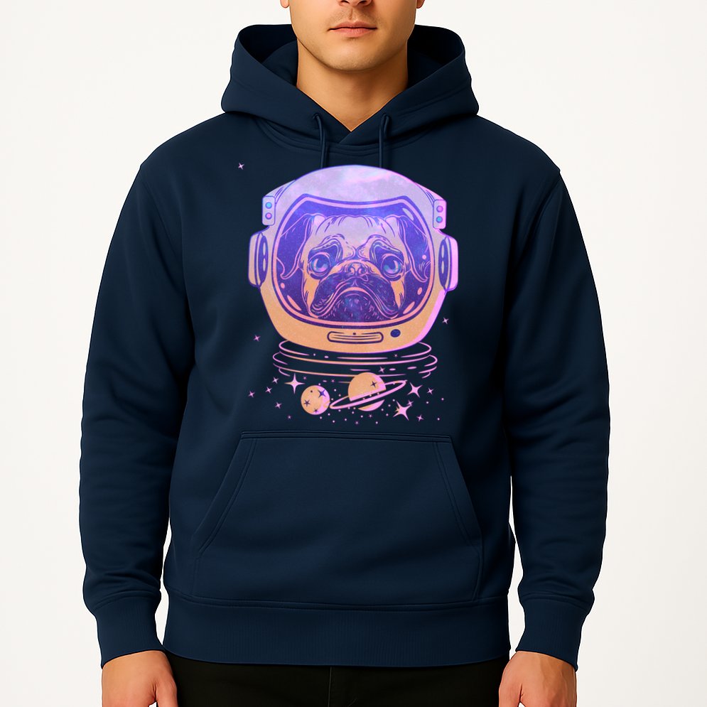 Trippy Space Colors Astronaut Pug Dog Hoodie