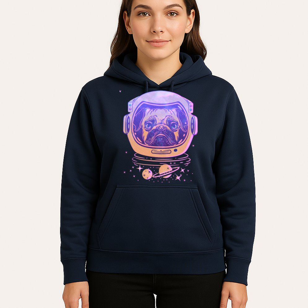 Trippy Space Colors Astronaut Pug Dog Hoodie