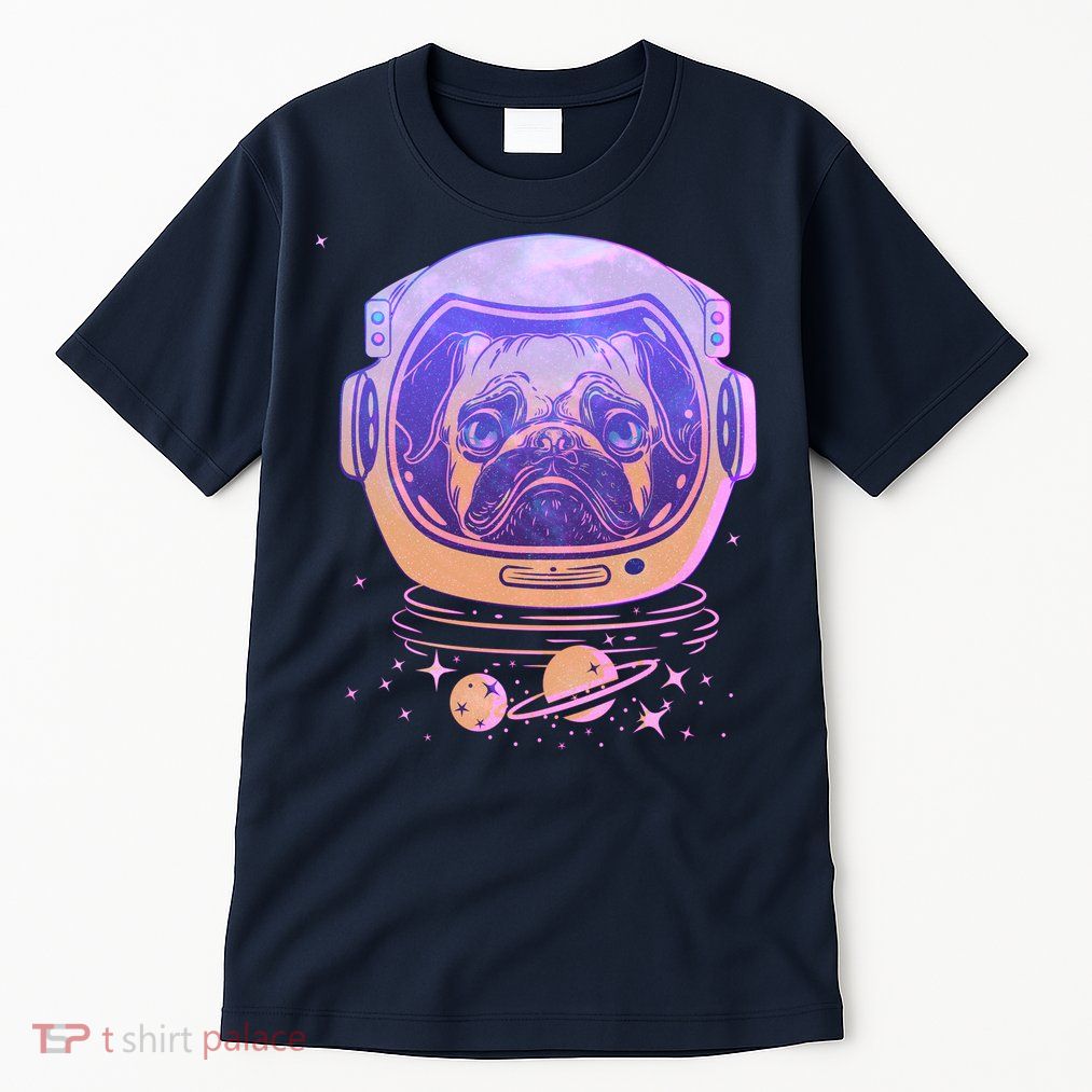 Trippy Space Colors Astronaut Pug Dog Tall T-Shirt