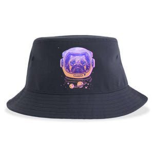 Trippy Space Colors Astronaut Pug Dog Sustainable Bucket Hat