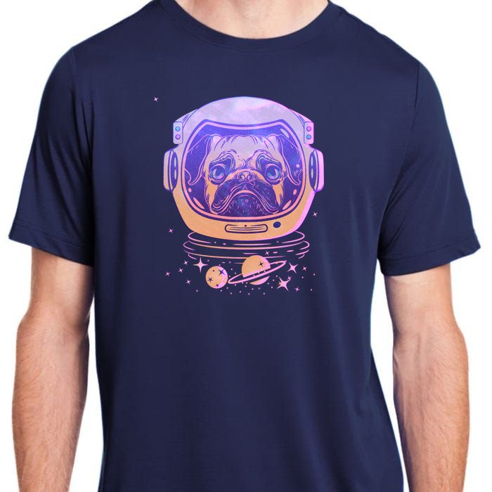 Trippy Space Colors Astronaut Pug Dog Adult ChromaSoft Performance T-Shirt