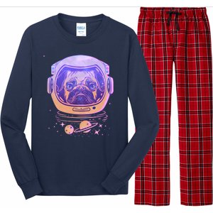 Trippy Space Colors Astronaut Pug Dog Long Sleeve Pajama Set