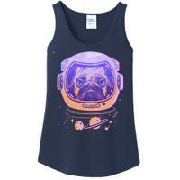 Trippy Space Colors Astronaut Pug Dog Ladies Essential Tank