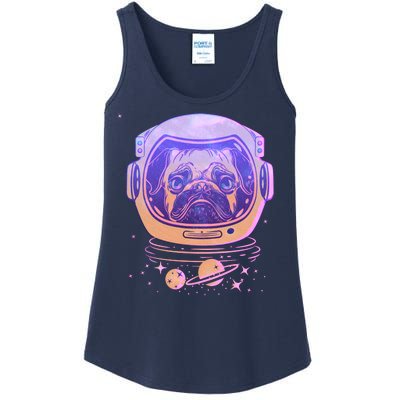 Trippy Space Colors Astronaut Pug Dog Ladies Essential Tank