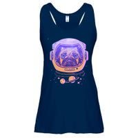 Trippy Space Colors Astronaut Pug Dog Ladies Essential Flowy Tank