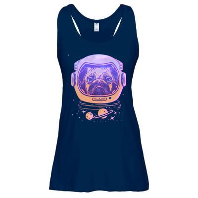 Trippy Space Colors Astronaut Pug Dog Ladies Essential Flowy Tank