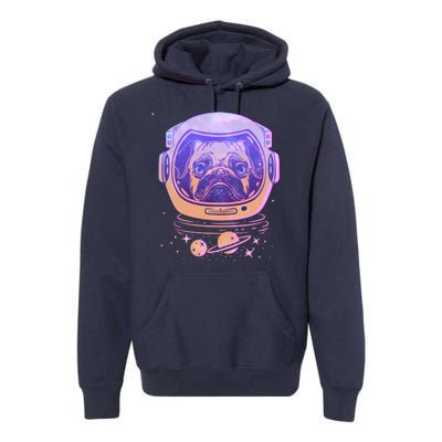 Trippy Space Colors Astronaut Pug Dog Premium Hoodie