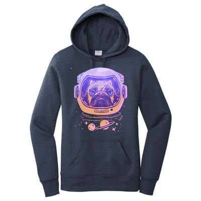 Trippy Space Colors Astronaut Pug Dog Women's Pullover Hoodie