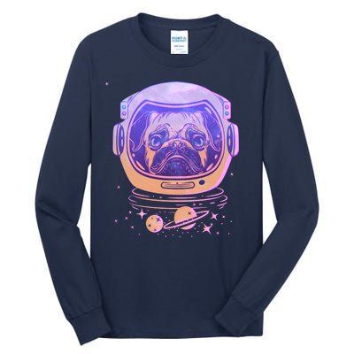 Trippy Space Colors Astronaut Pug Dog Tall Long Sleeve T-Shirt