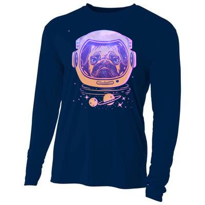 Trippy Space Colors Astronaut Pug Dog Cooling Performance Long Sleeve Crew