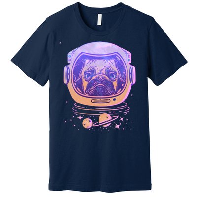 Trippy Space Colors Astronaut Pug Dog Premium T-Shirt