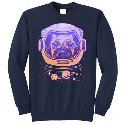 Trippy Space Colors Astronaut Pug Dog Tall Sweatshirt