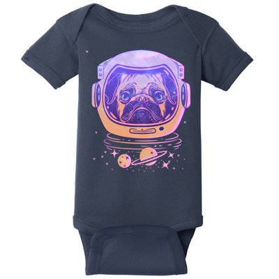 Trippy Space Colors Astronaut Pug Dog Baby Bodysuit