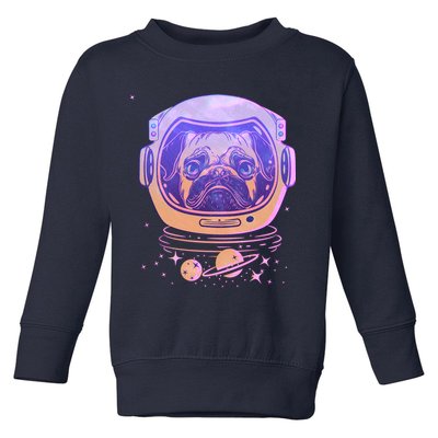Trippy Space Colors Astronaut Pug Dog Toddler Sweatshirt