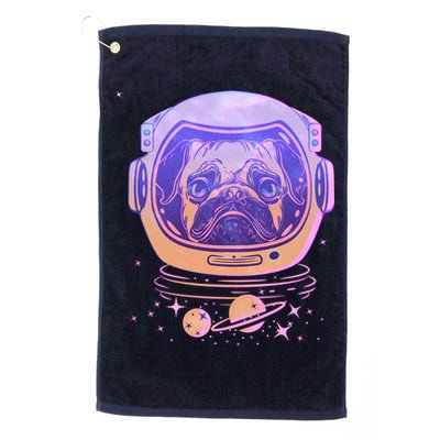 Trippy Space Colors Astronaut Pug Dog Golf Towel
