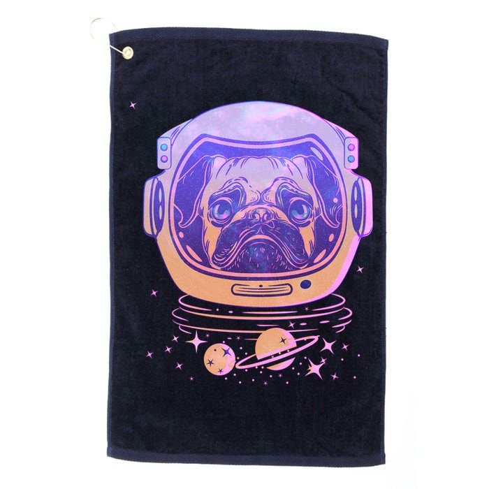 Trippy Space Colors Astronaut Pug Dog Golf Towel