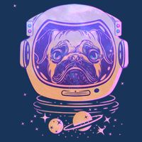 Trippy Space Colors Astronaut Pug Dog Golf Towel