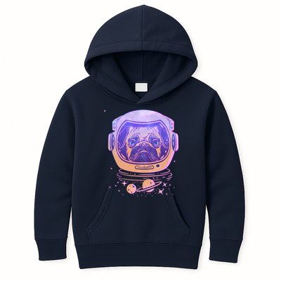 Trippy Space Colors Astronaut Pug Dog Kids Hoodie