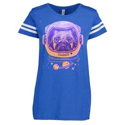 Trippy Space Colors Astronaut Pug Dog Enza Ladies Jersey Football T-Shirt