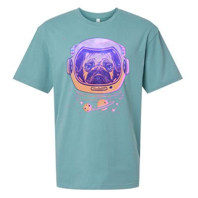 Trippy Space Colors Astronaut Pug Dog Sueded Cloud Jersey T-Shirt