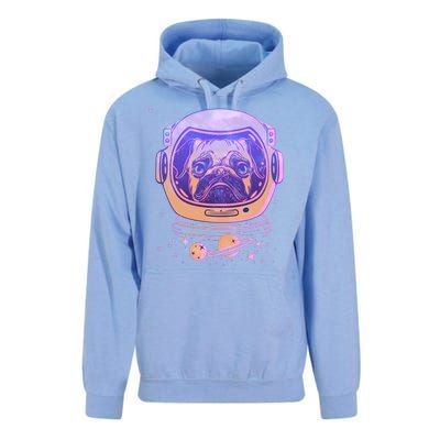 Trippy Space Colors Astronaut Pug Dog Unisex Surf Hoodie