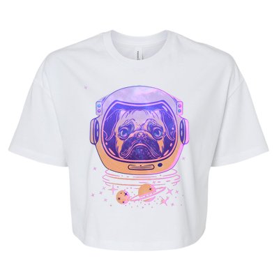 Trippy Space Colors Astronaut Pug Dog Bella+Canvas Jersey Crop Tee