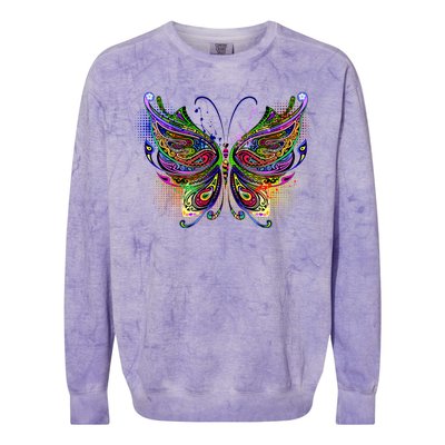 Trippy Variegated Butterfly Colorblast Crewneck Sweatshirt