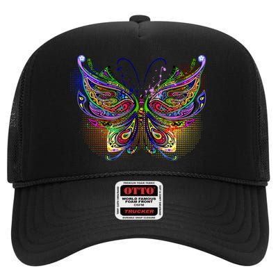 Trippy Variegated Butterfly High Crown Mesh Back Trucker Hat