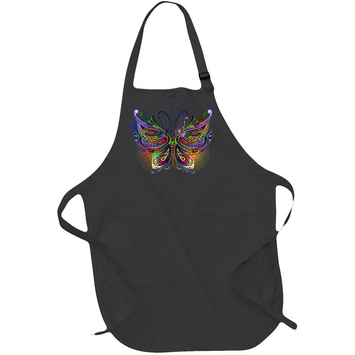 Trippy Variegated Butterfly Full-Length Apron With Pockets