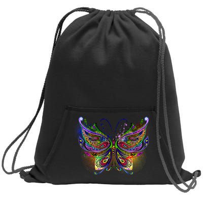 Trippy Variegated Butterfly Sweatshirt Cinch Pack Bag