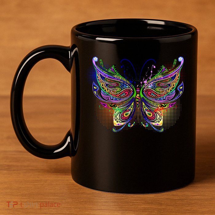 Trippy Variegated Butterfly 11oz C Handle Ceramic Mug