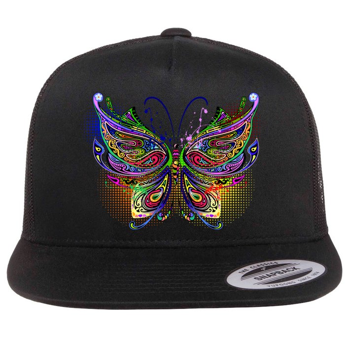 Trippy Variegated Butterfly Flat Bill Trucker Hat