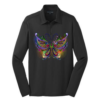 Trippy Variegated Butterfly Silk Touch Performance Long Sleeve Polo