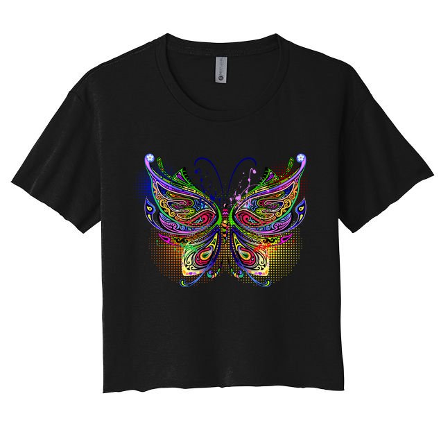 Trippy Variegated Butterfly Crop Top