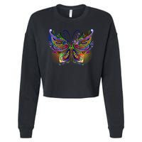 Trippy Variegated Butterfly Cropped Pullover Crew