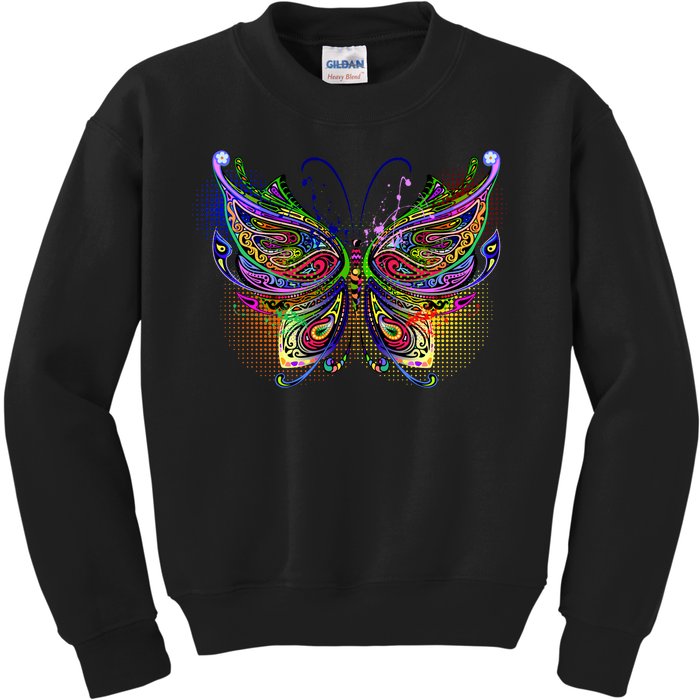 Trippy Variegated Butterfly Kids Sweatshirt