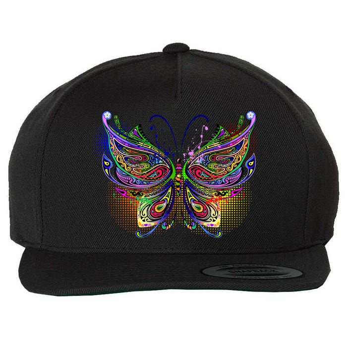 Trippy Variegated Butterfly Wool Snapback Cap