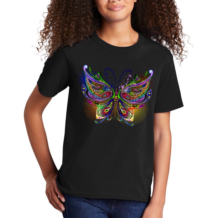 Trippy Variegated Butterfly Kids T-Shirt