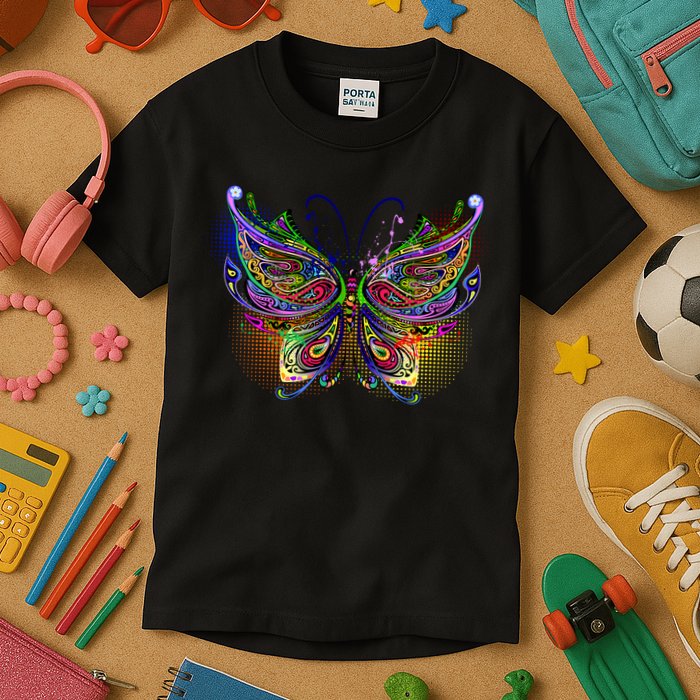 Trippy Variegated Butterfly Kids T-Shirt