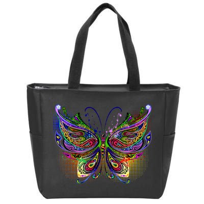 Trippy Variegated Butterfly Zip Tote Bag