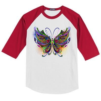 Trippy Variegated Butterfly Kids Colorblock Raglan Jersey