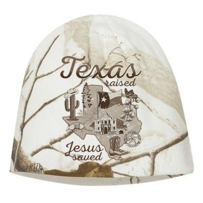 Texas Raised Jesus Saved Kati - Camo Knit Beanie