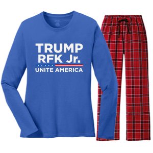 Trump Rfk Jr. Kennedy 2024 Unite America Us Election Women's Long Sleeve Flannel Pajama Set 