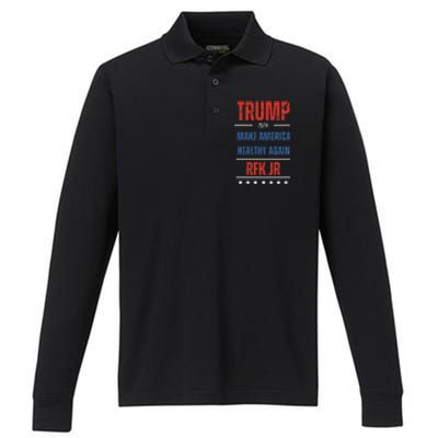 Trump Rfk Jr Make America Healthy Again 2024 President Maha Performance Long Sleeve Polo