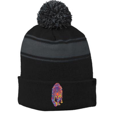 The Rainbow Jaguar Stripe Pom Pom Beanie