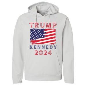 Trump Rfk Kennedy Presidential Campaign American Flag 2024 Performance Fleece Hoodie