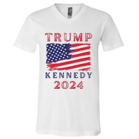 Trump Rfk Kennedy Presidential Campaign American Flag 2024 V-Neck T-Shirt